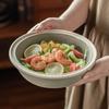 Vintage Thick White Edge Ceramic Bowl Plate Tableware Round Bowl Household Dish Plate Large Plate Restaurant Salad Bowl Ramen Bowl