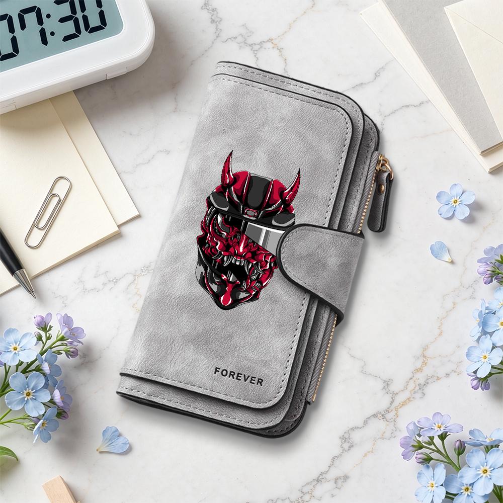 Gothic Devil Pattern Long Wallet Fashionable Multifunctional Card Holder Portable Purse