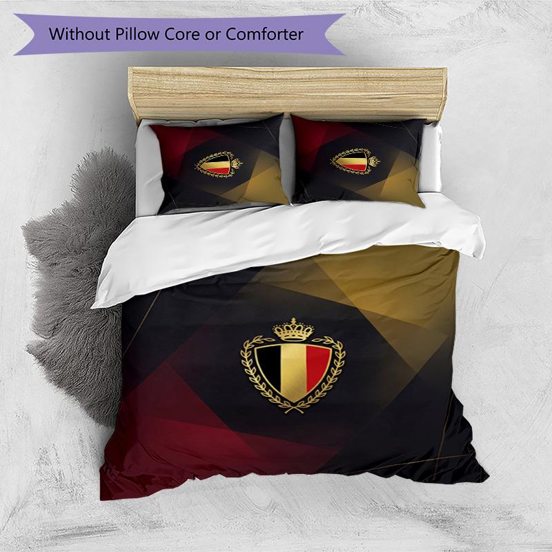Set Biancheria da Letto Stampata Calcio Belgio 3 Pezzi Copriletto Traspirante Accogliente come Regalo per Inaugurazione Casa o Festa