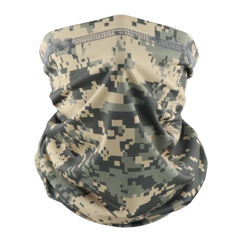 Camouflage Ice Silk Neck Gaiter: Multifunctional Summer Headscarf for Outdoor Cycling, Sun Protection, and Quick-Drying Breathable Face Mask for Men.