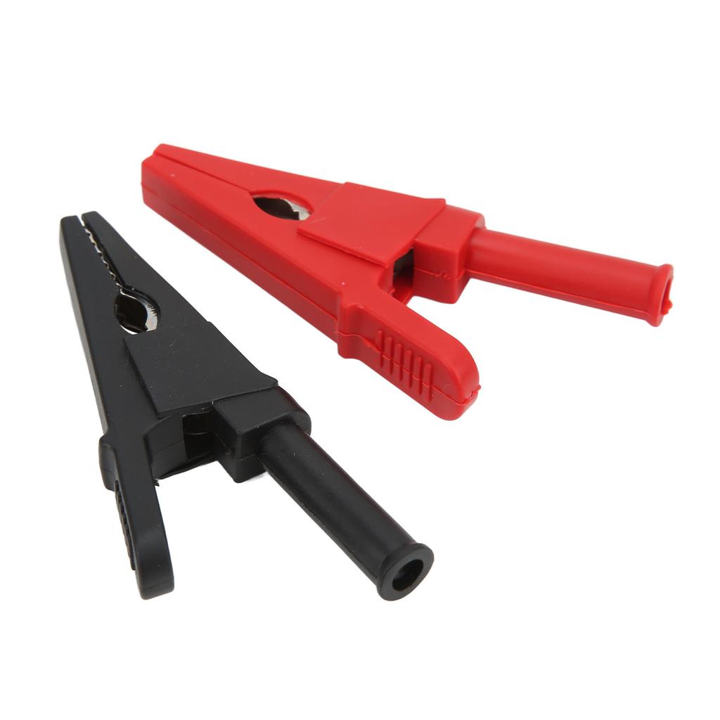 10pcs Electric Test Clip Brass Red Black 4mm 0.2in Hole 20mm 0.8in Open Type Copper Testing Clamp for Power Test