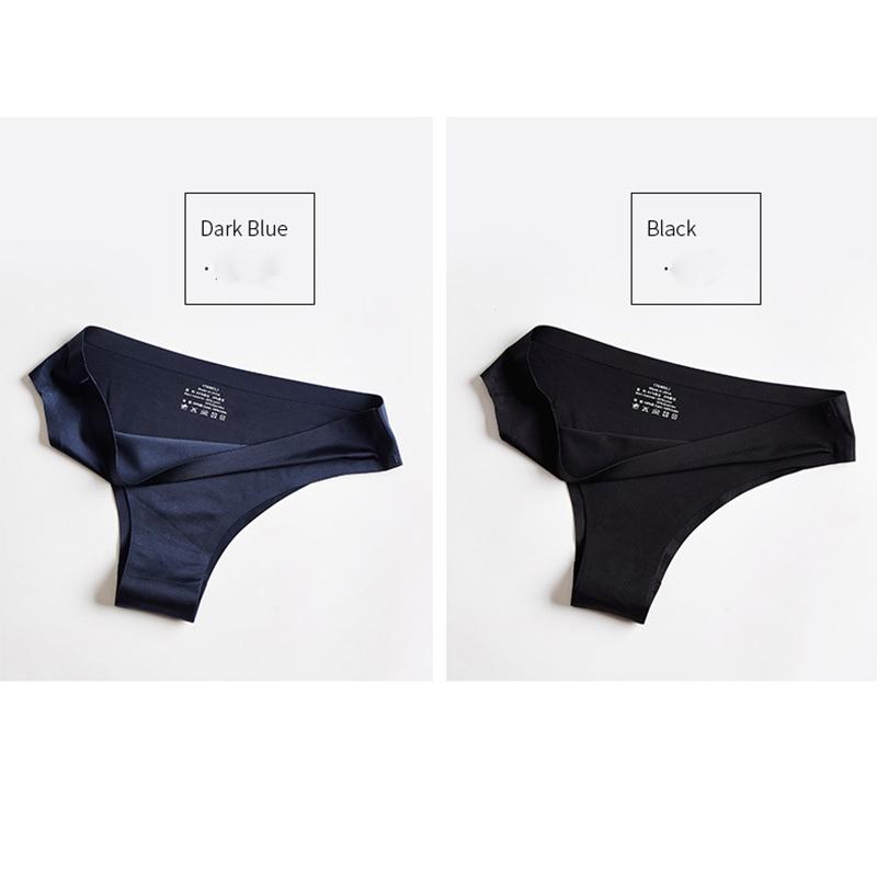 2 Pcs Women's Thong Ice Silk Seamless Underpant  Women's Underwear Pure Desire Sexy Girl T Pants Women Briefs Sexy Panties