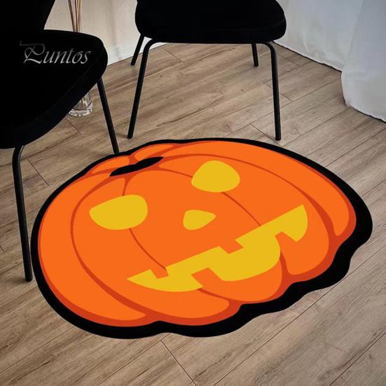 Durable Fade-resistant Rug Halloween Bathroom Rug, Spider Web Bath Mat, Gothic Pumpkin Lantern High-definition Printed Carpet Non-Slip Area for Front