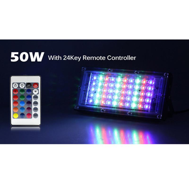 Led Floodlight With Remote Control Outdoor Colorful Rgb Flood Light Spotlight Landscape Lighting