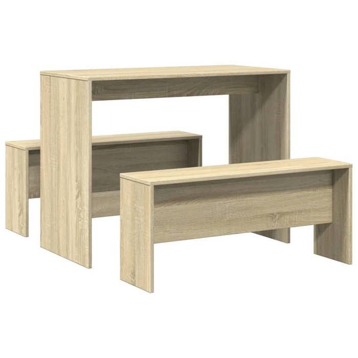 VidaXL Ensemble table à manger et bancs 3 pcs bois d'ingénierie, ensemble de table à manger, table à manger avec bancs, 855532