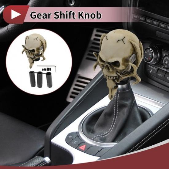 10cm Skull Automatic and Manual Shift Knob with 3 Adapter Resin Beige 1 Set