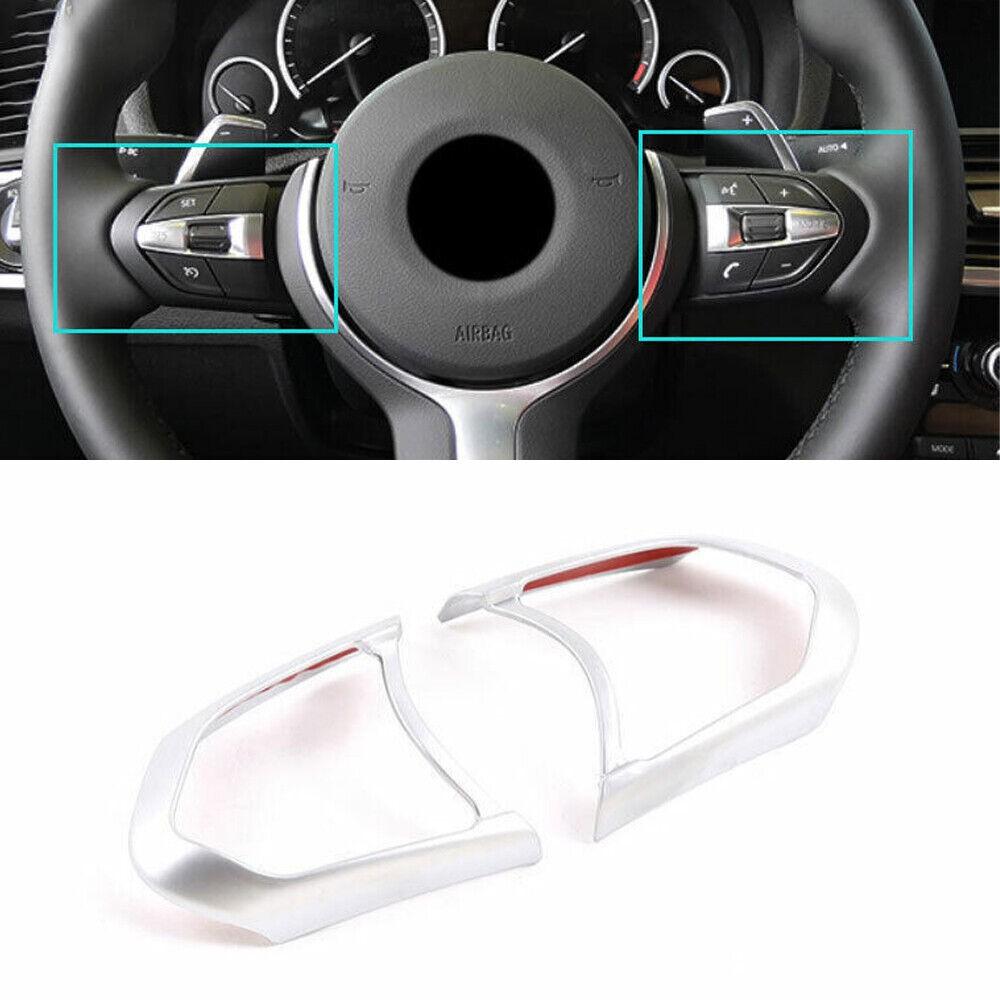 Fit For BMW X1 F48 16-2021 Matte Silver Car Front Steering Wheel Frame Cover 2*