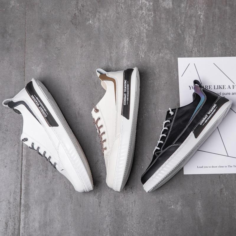 Autumn new men's shoes leather breathable little white shoes men's fashion trend versatile sports and leisure board shoes