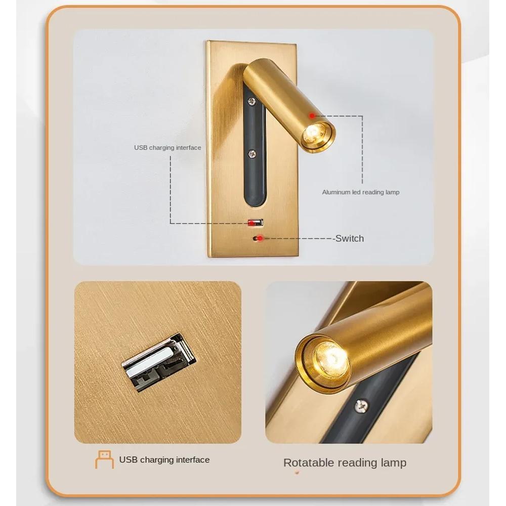 LED Wall Lamp Reading Light For Bedroom Hotel Bedside Spotlight Rotatable Lighting Nordic Modern High Quality Indoor Decoration