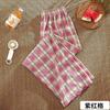 Womens High-Waisted Wide-Leg Plaid Trousers Lightweight Flowy Loose Fit Casual Pants 2026