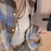 La Chapelle Women's Vintage Plaid Long Sleeve Shirt