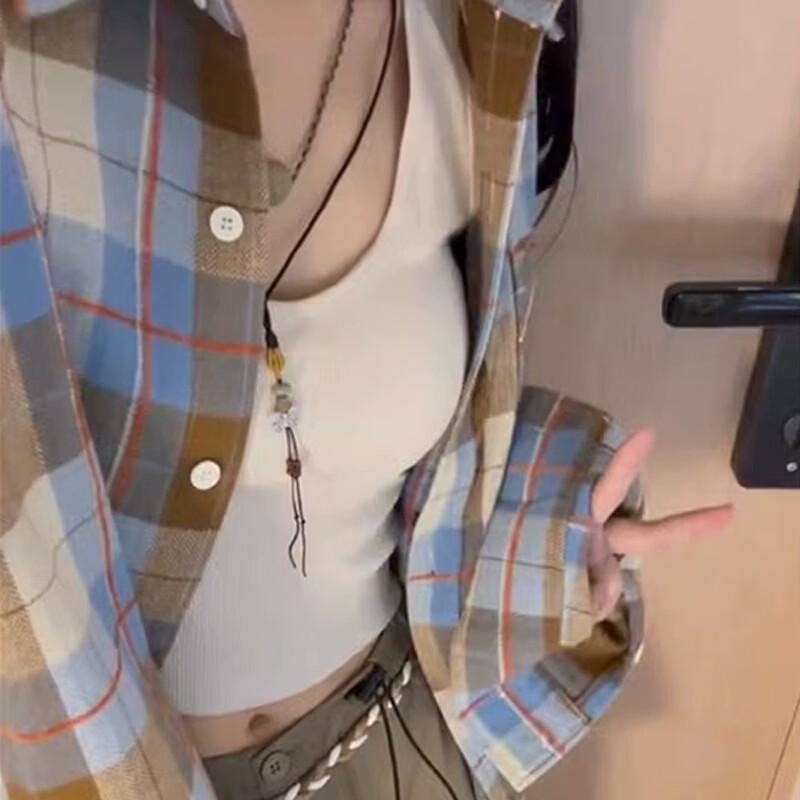 La Chapelle Women's Vintage Plaid Long Sleeve Shirt