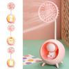 Desk Lamp Small Fan with Adjustable Bendable Pole Stable Base Quiet Motor Cartoon Chick Rabbit Design Dorm Room Fan Light