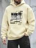 Japanese-style Men's Landmark Print Hoodie, Unisex Streetwear Style, Soft and Comfortable Hooded Pullover for Autumn and Winter.