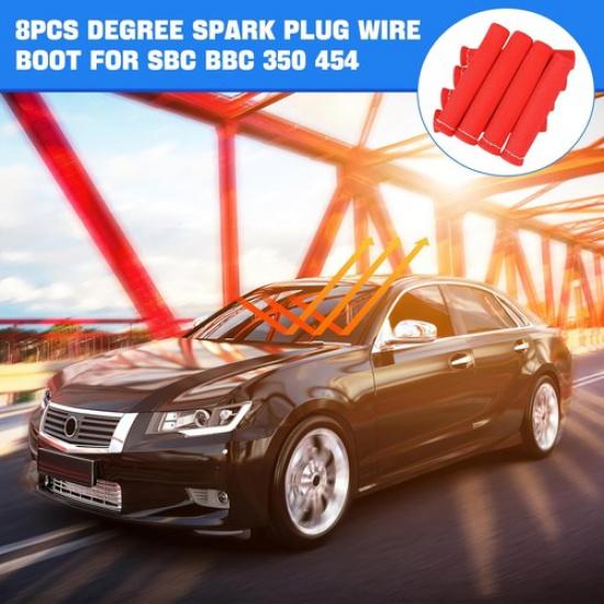 8 PCS Spark Plug Boot Protector 2500° Spark Plug Heat Sleeve Wire Covers Red