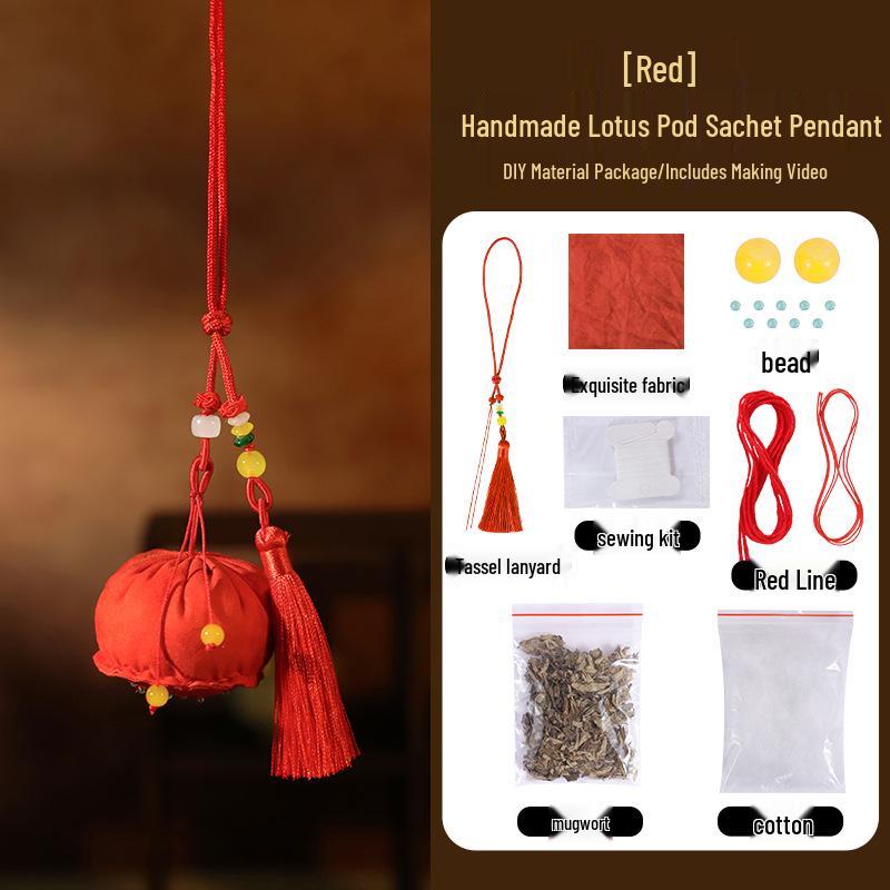 

DIY Dragon Boat Festival Lotus Pod Sachet: Handmade Embroidered Mugwort Perfume Pouch Pendant Choose as needed