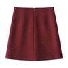 Women's Gray Wool High-Waist Bodycon Midi Skirt - Autumn/Winter 2024 A-Line Design
