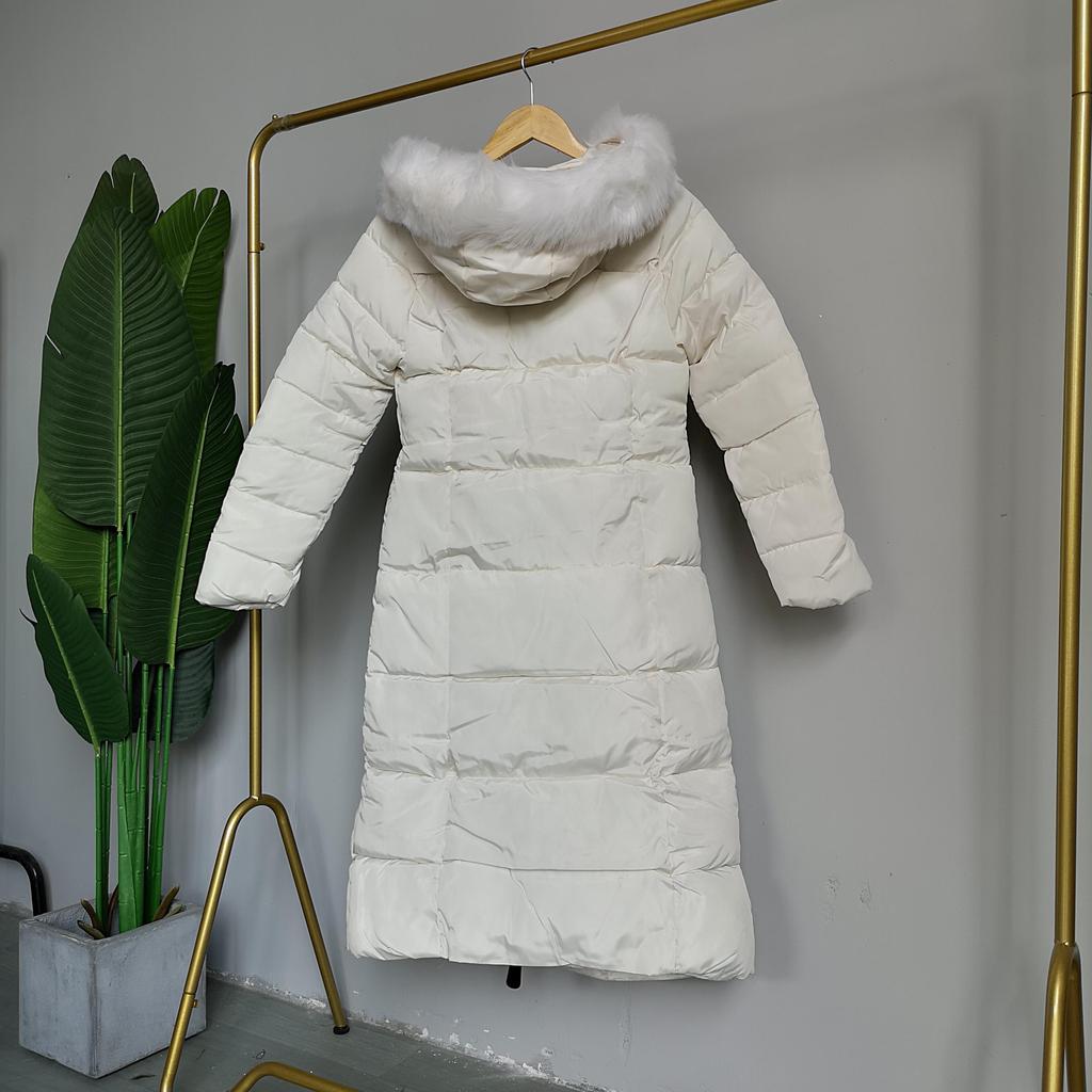 Women Winter Hooded Fur Collar Jacket Coat Parka Thicken Warm Long Chaqueta Slim Zipper Pocket Solid Color