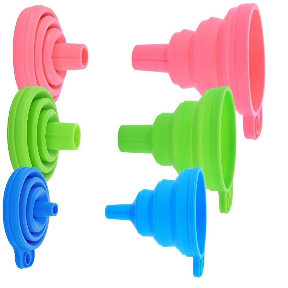 S/M/L Kitchen Silicone Collapsible Funnel Set of 3 Foldable-Cooking for Filling Bottles Perfume Capsules Fry Oil Filter