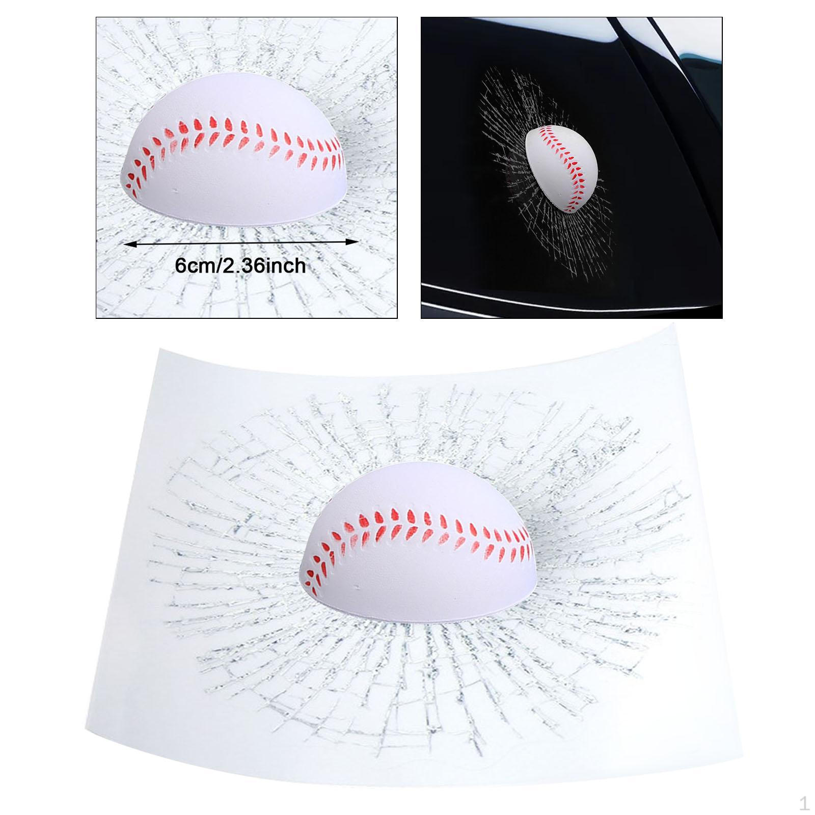 

3D шутка хитрый разбитое стекло наклейка авто декор кузова креативное окно автомобиля White Baseball