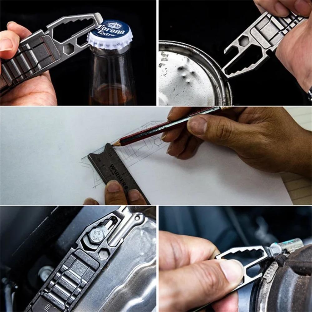 Titanium Alloy Utility Knife Multi-function Tool EDC Portable Outdoor Sliding Blade Knife Metal Ruler Bottle Opener