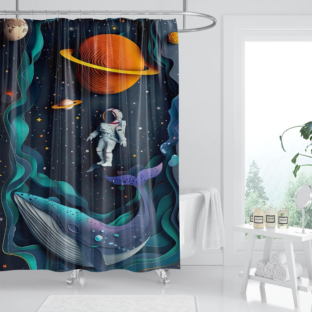 1pc of Modern Style Colorful And Fashionable Bathroom Decor Digital Printed Shower Curtain