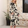 Women's Fashionable Loose Retro Printed Round-neck Dress
