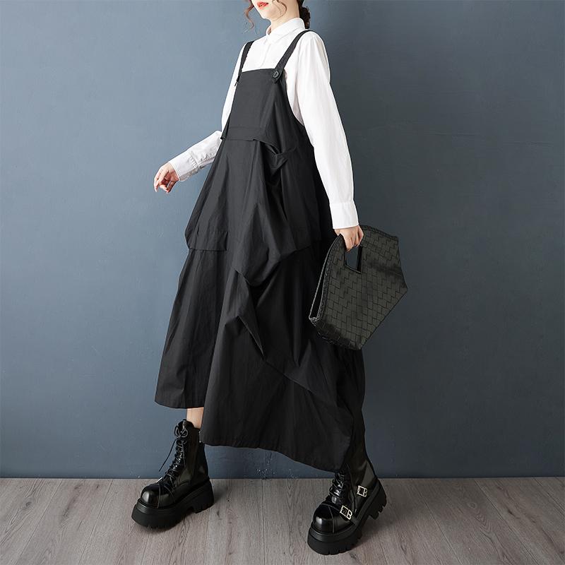 DIMANAF 2025 Autumn Women Plus Size Casual Long Dress Loose Fashion Lady Sleeveless Maxi Dress Black