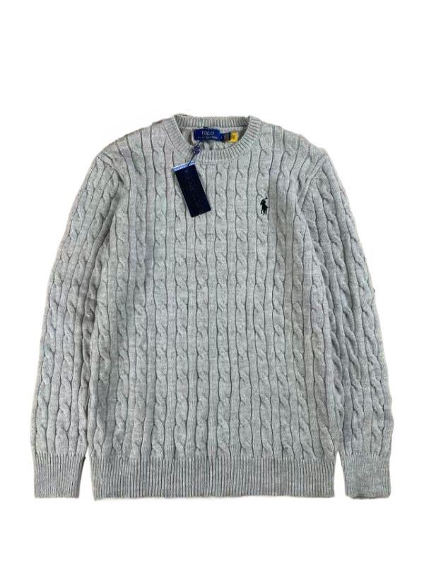 RL Ralph Lauren Pony Logo Crew Neck Knit Sweater - Men's & Women's Warm Autumn/Winter Cable Knit Pullover