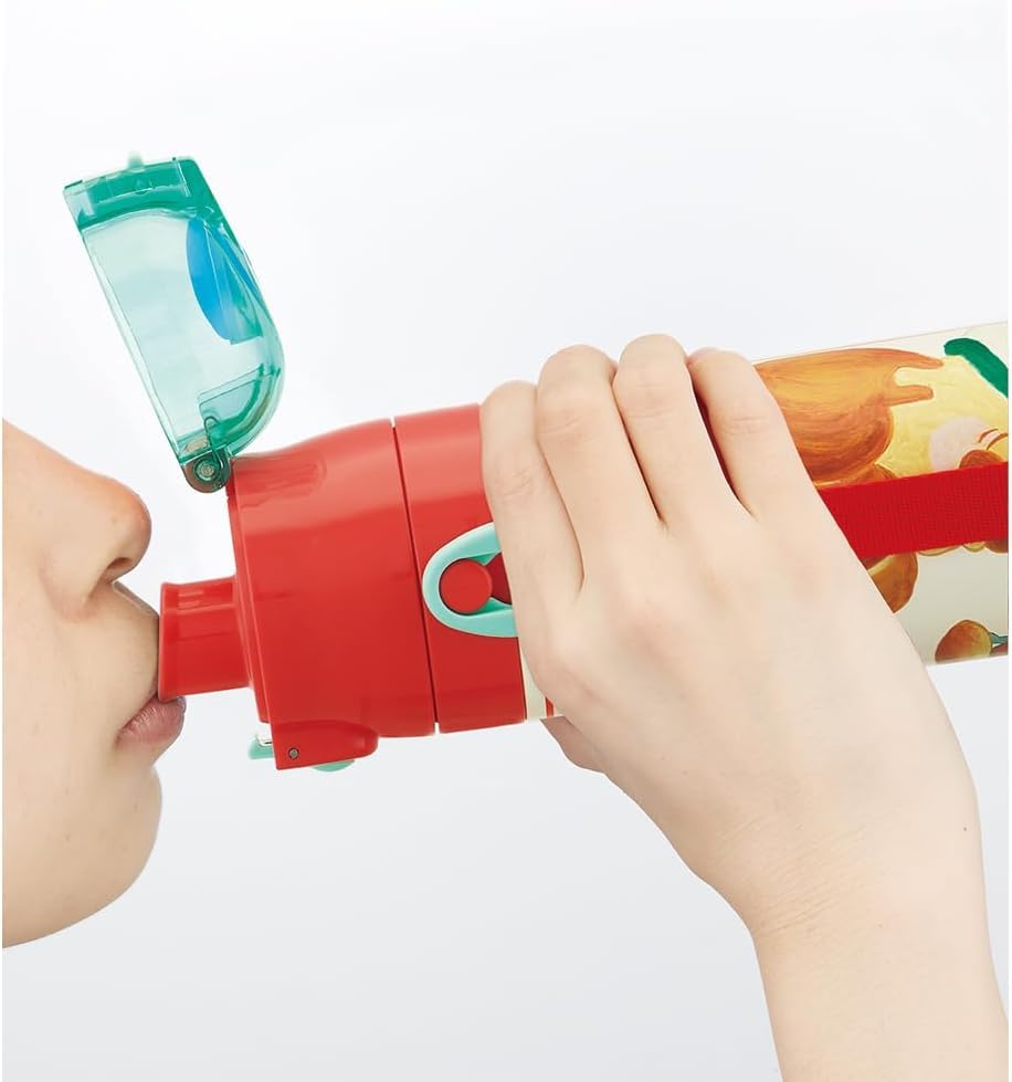 Pan Dorobou Water Bottle Direct Drinking Sports Bottle Stainless Steel One Touch Bottle Cold Storage Only 470ml Set Name (Water Bottle, Sticker)