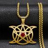 Naszyjnik z węzłem wiedźmy Wicca i księżycem dla kobiet i mężczyzn, kolor srebrny, stal nierdzewna, amulet ochronny do czarownictwa, biżuteria nudo de bruja