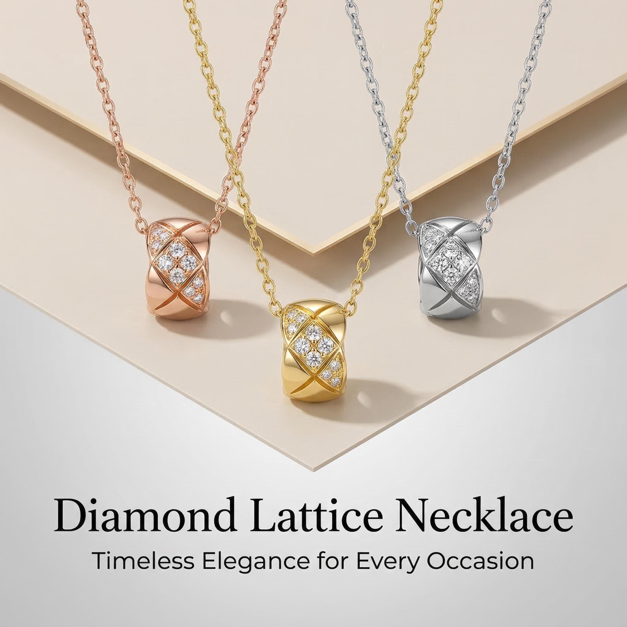 Diamond-encrusted Rhombus Pattern Lucky Bead Necklace beautiful, noble, atmospheric, daily wear jewelry high quality золотой