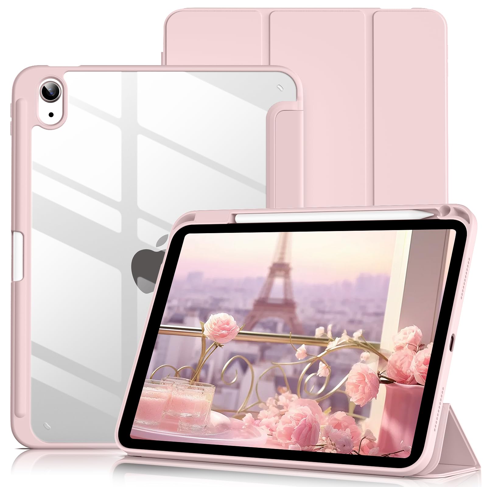 Voor iPad (A16) Hoes voor 11e 11'' / 10e 10.9'' Generatie met Potloodhouder, Hybride iPad 11 10 Hoes met Transparante Achterkant iPad 10th 11th (A16)