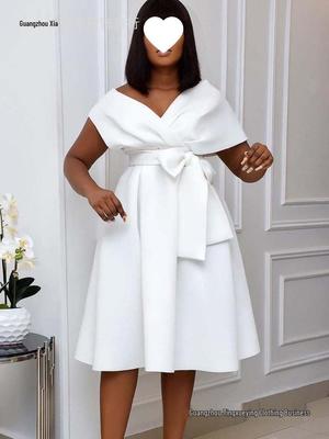 Plus Size V-Neck Tie-Up Cross-Border Fashion Dress for Women