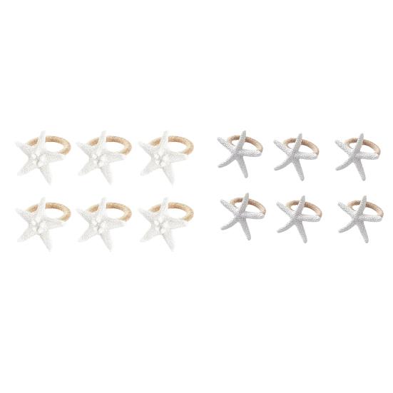6Pcs Coastal Starfish Napkin Rings Rustic Starfish Summer Holiday Napkin Holders Seaside Party Napkin Rings for Beach House