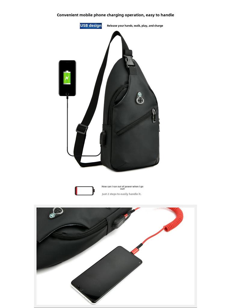 Men's Waterproof Leather Chest and Shoulder Bag