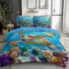 Sea Turtle Purple/Blue Bedding Set With Concealed Zipper, Soft Printed Reversible Duvet Cover with Pillowcases for All Seasons