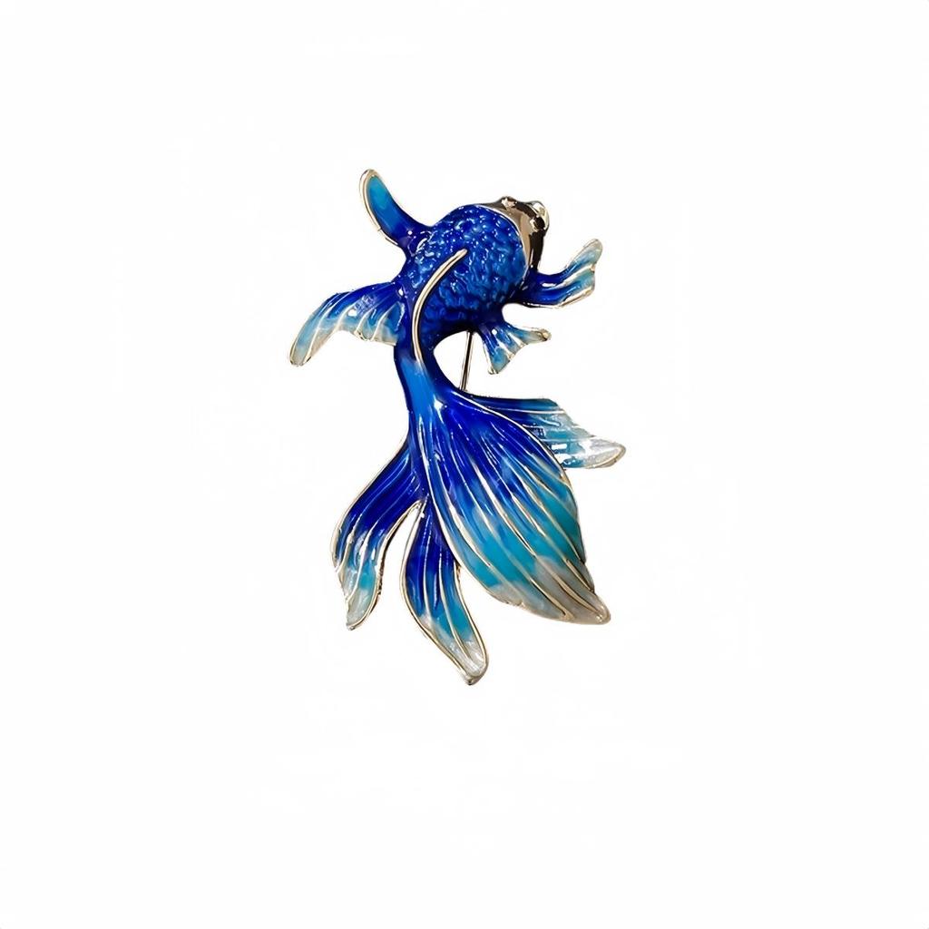 Elegant Koi Goldfish Brooch – Chic Chinese-Style Enamel Suit Pin for Women