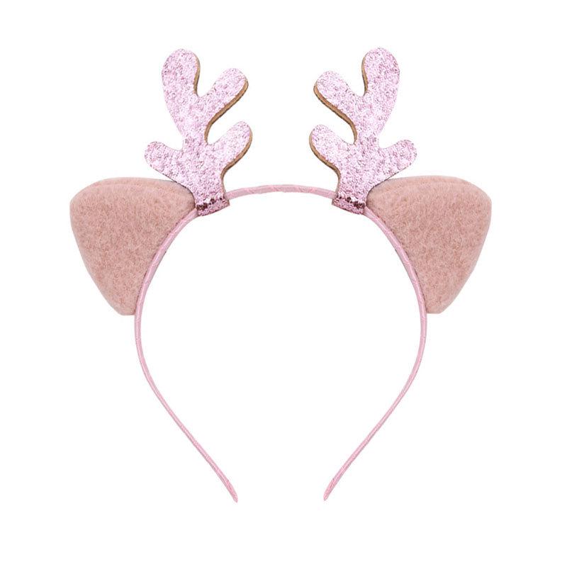 Korean Style Christmas Antler Headband with Gold Sequins and Cat Ears, Liu Tao Inspired