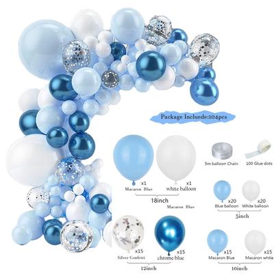 Blue Ocean Series Macaron Latexballon Männlicher Schatz Geburtstagsdekoration Ballonkettenset Feiertagsarrangement