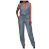 Womens Casual Off Shoulder Denim Jeans Pocket Sleeveless  Jumpsuits Rompers