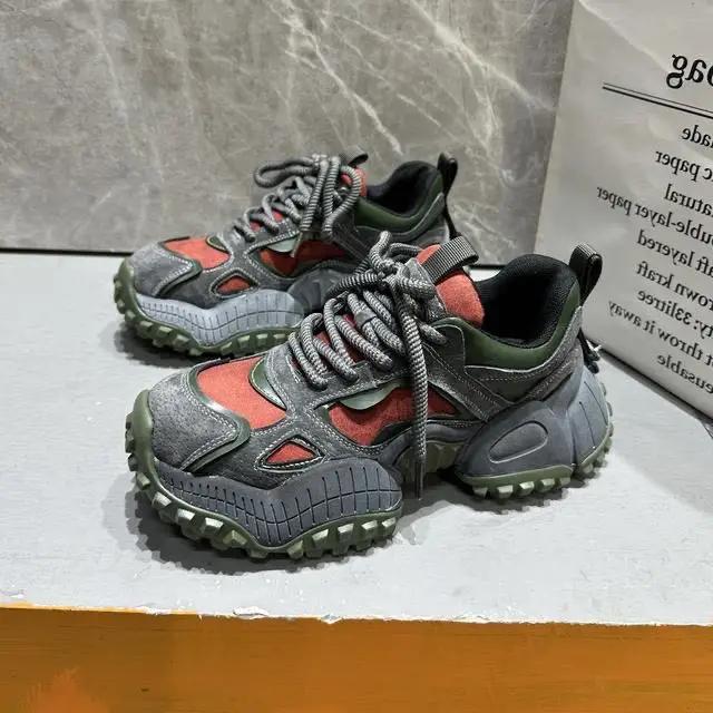 Módní robustní tenisky pánské designové horolezecké boty módní ležérní kožené látkové prodyšné s platformou zvyšující výšku sportovní boty