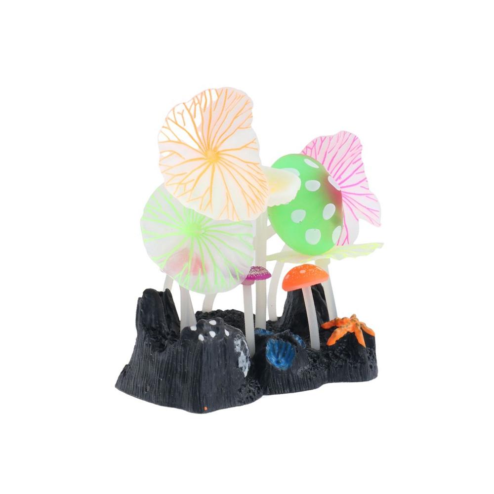 With Sucker Durable Fish Tank Ornament Aquarium Water Grass Artificial Plants Simulation Mushroom
