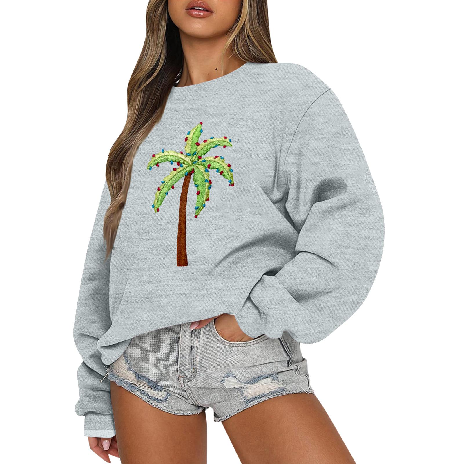 

Женские топы Женский свитшот с длинным рукавом Повседневный с круглым вырезом Свободного кроя Пуловер Флисовые топы M