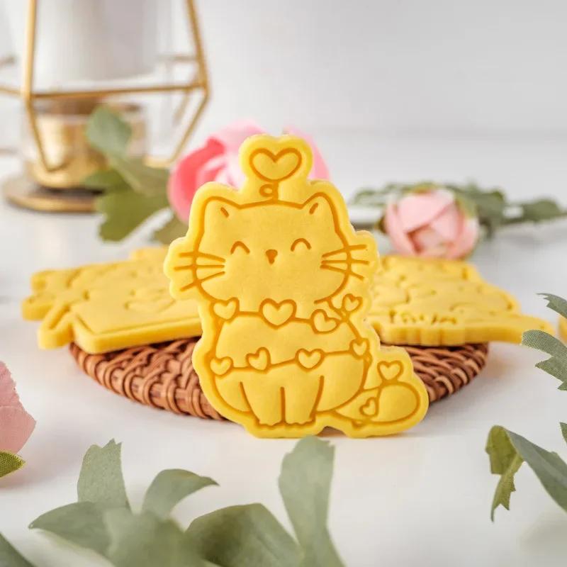 Valentine's Day Cookie Mold Cartoon Love Cat Biscuit Cutter Fondant Cake Decoration Cutting Mold Baking Tool for Wedding