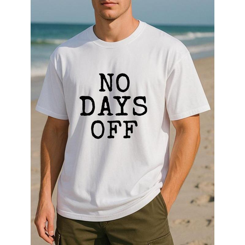 

European sizes NO DAYS OFF , Self-discipline Declaration, Four-season Casual Style Very Versatile Men s T-shirt 4XL білий
