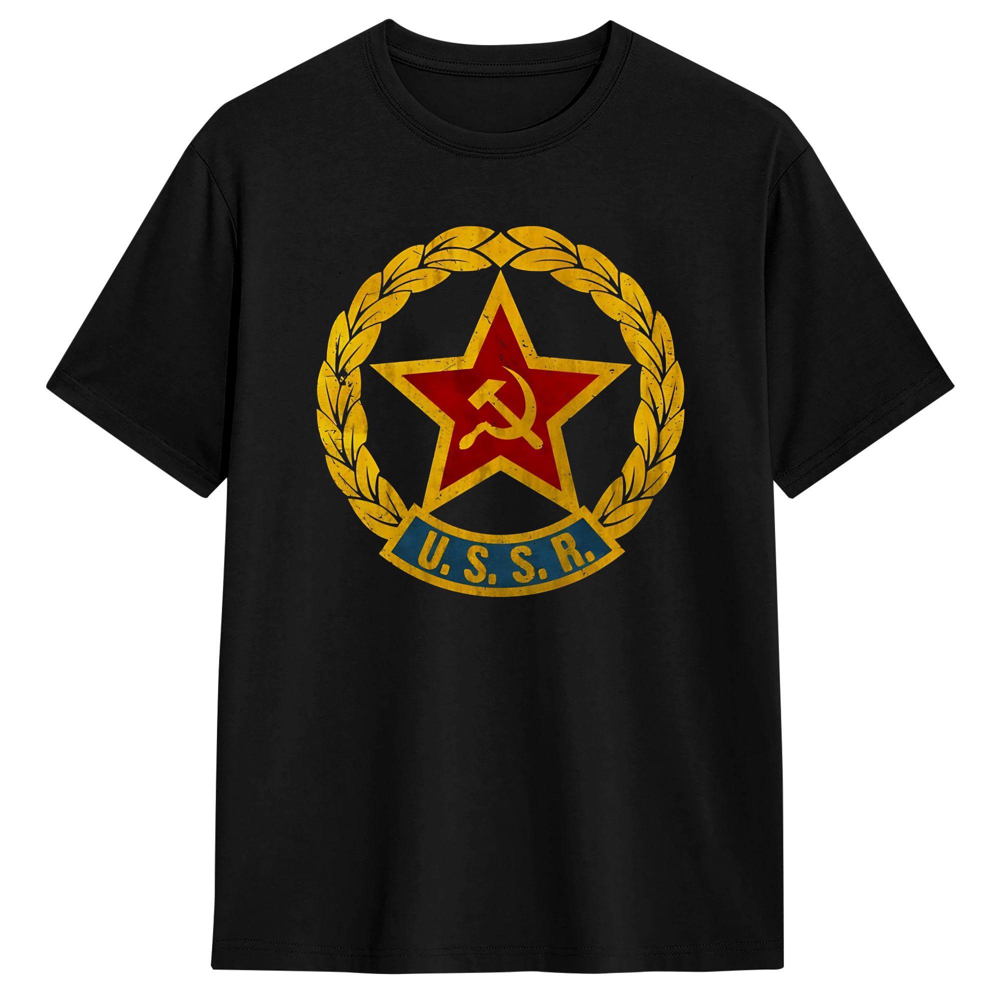 

CCCP Soviet Union Classic Emblem Men T Shirt Vintage Tees Short Sleeve O Neck T-Shirt Pure Cotton Gift Idea Clothes S разноцветный