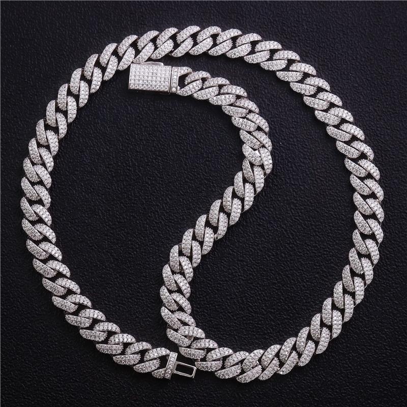 Moissanite Chain Cuban Hip Hop Style Men Gift Cuban Link Chain 7 8 9 Inch Width 10mm Sterling Silver Gold Plated Cuban Bracelet