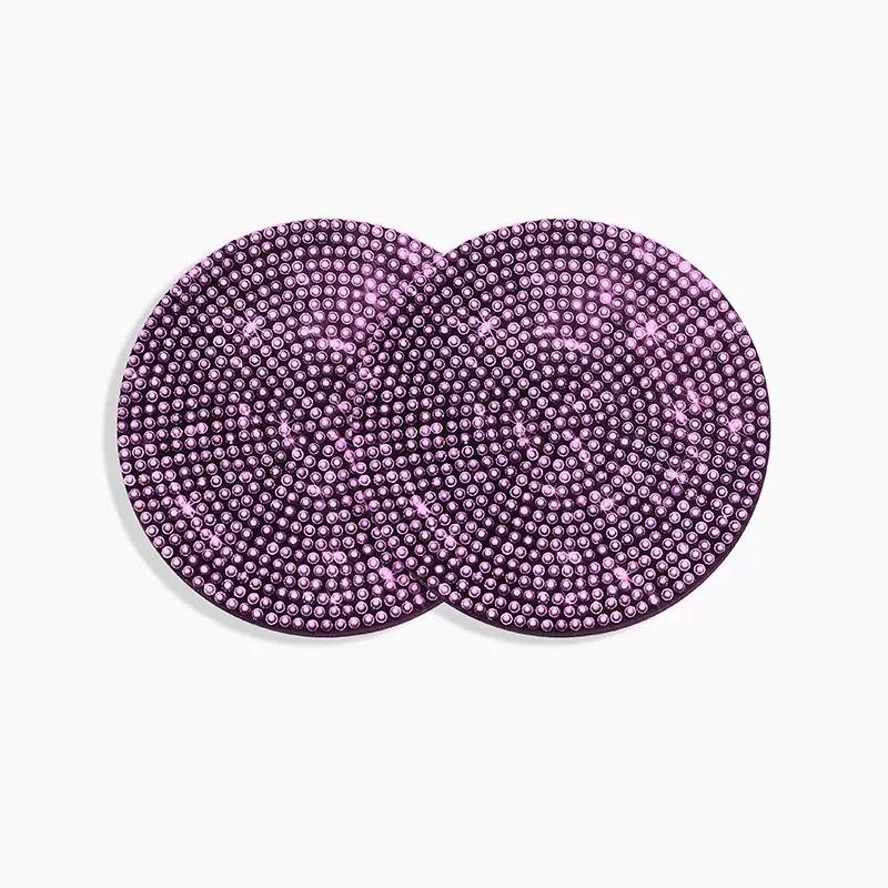 2pcs Cute Bling Car Cup Holder Coaster Mat with Rhinestone for Women Girl Universal Anti Slip Automotive Interior Accessories