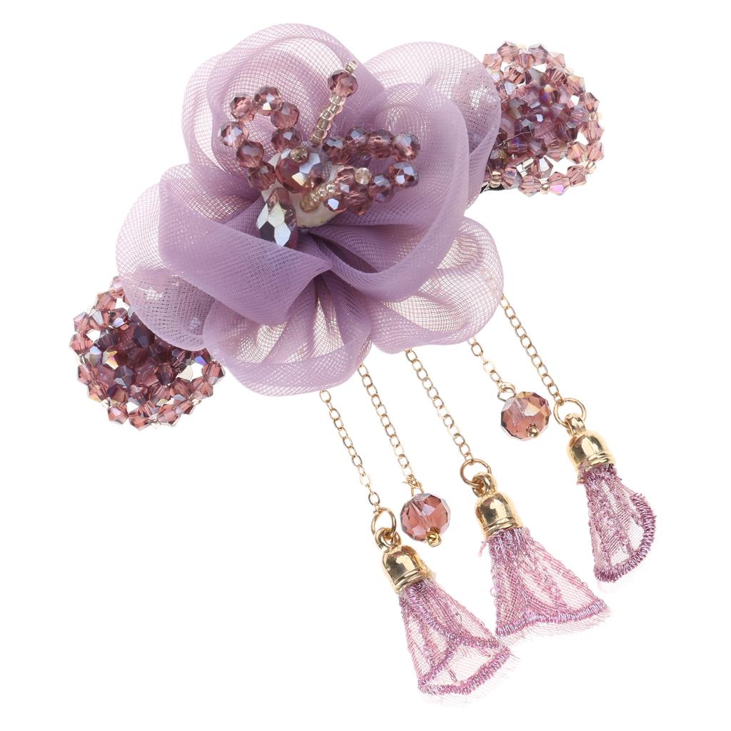 Chinese Styles Hair Pin Handmade Flower Hair Clip Long Tassels Women Hairpin for Ponytails and Various Hairstyles